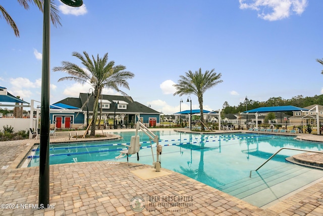 view of pool featuring a patio