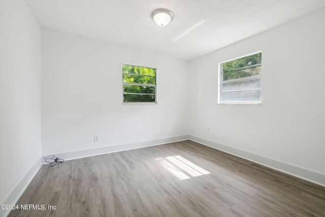 spare room with wood-type flooring and a wealth of natural light