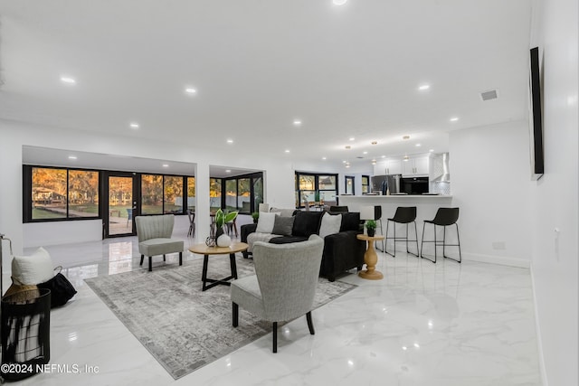 living room with french doors