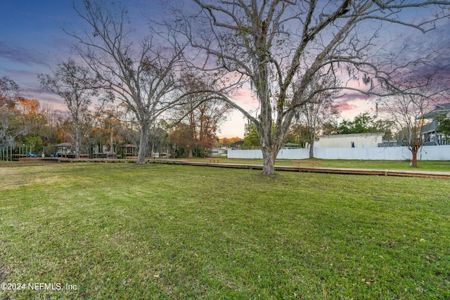 view of yard at dusk