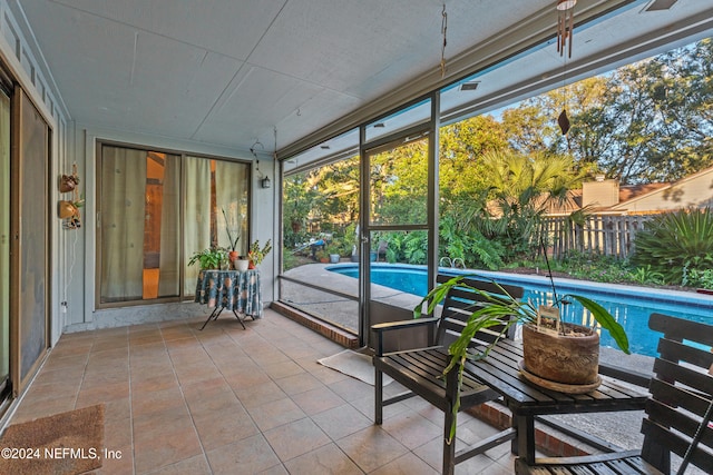 view of unfurnished sunroom