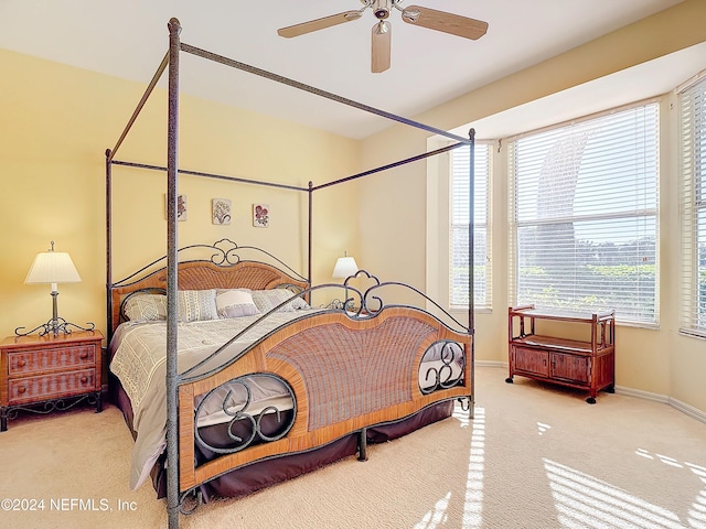 bedroom with carpet flooring and ceiling fan