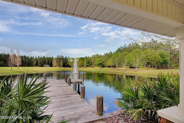 view of dock featuring a water view