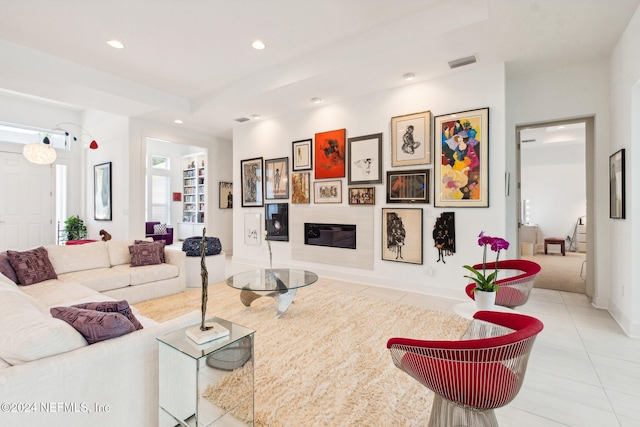 view of tiled living room