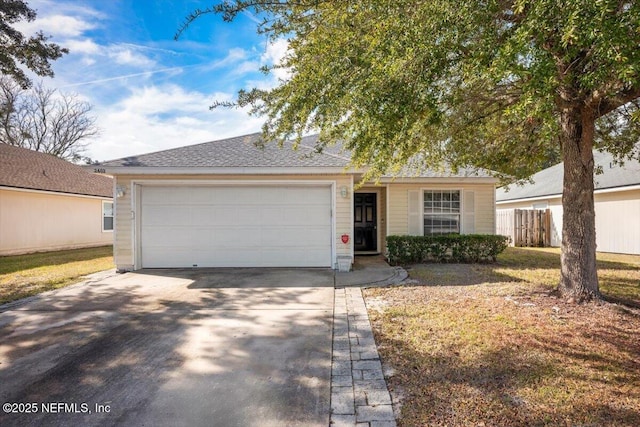 single story home with a garage