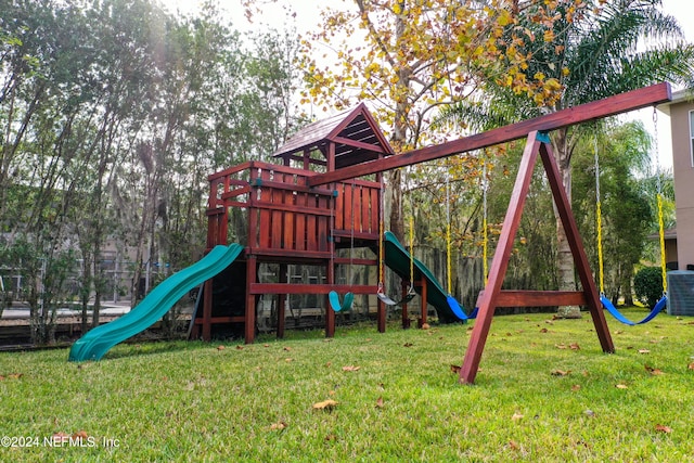 view of play area featuring a yard