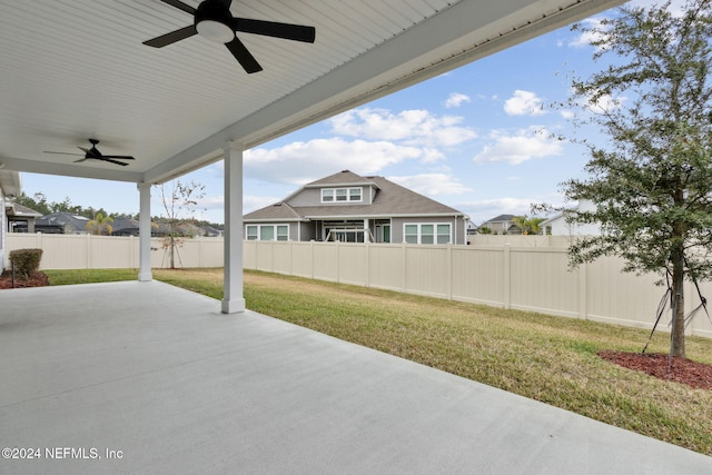 view of patio with ceiling fan