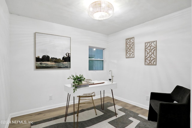 office area featuring dark wood-type flooring