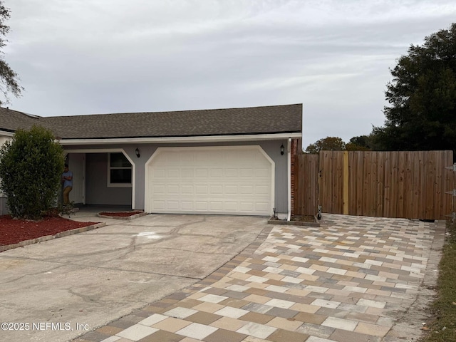 11050 Oak Ridge Dr N, Jacksonville, FL 32225 - garage featuring fence and concrete driveway