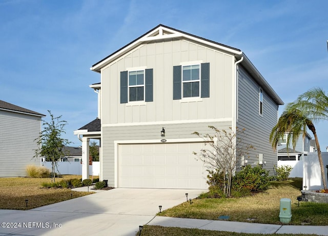 front facade with a garage