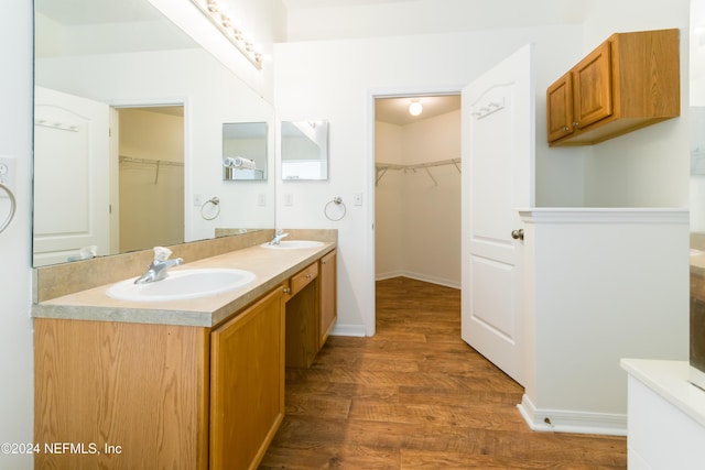 bathroom featuring vanity and wood-type flooring