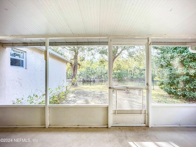 view of unfurnished sunroom