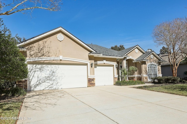 single story home with a garage