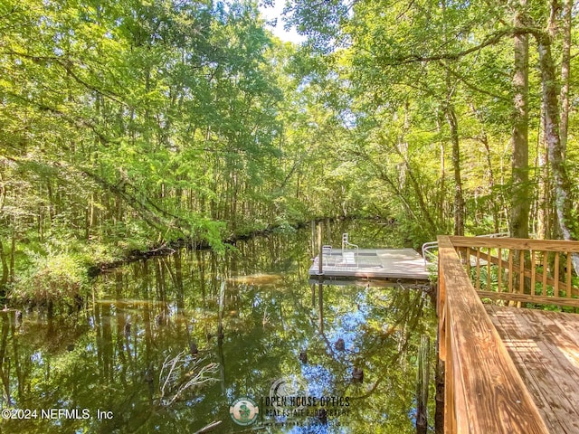 dock area featuring a water view