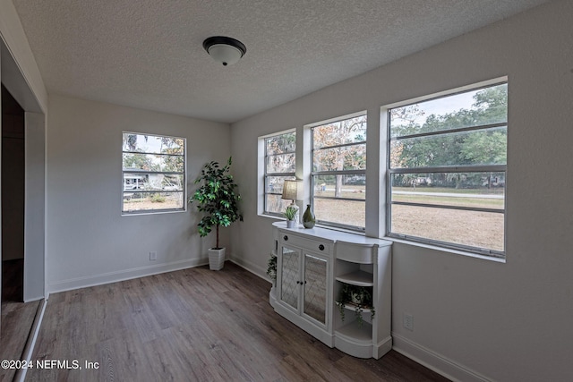 unfurnished room featuring a textured ceiling, hardwood / wood-style flooring, and plenty of natural light