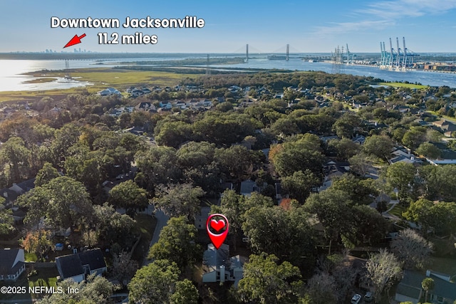 bird's eye view featuring a water view