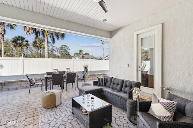 view of patio with an outdoor living space