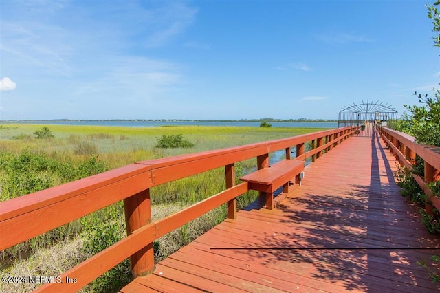 view of dock featuring a water view