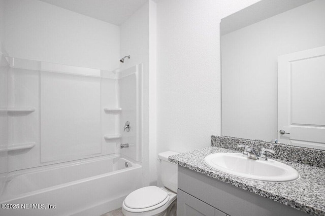 full bathroom featuring vanity, toilet, and shower / bath combination