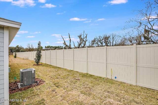 view of yard featuring central AC