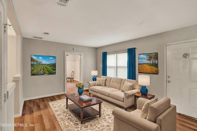 living room featuring hardwood / wood-style flooring