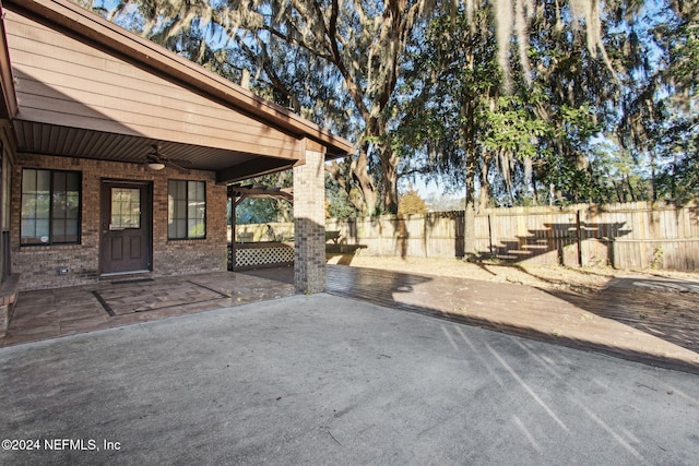 view of patio with ceiling fan