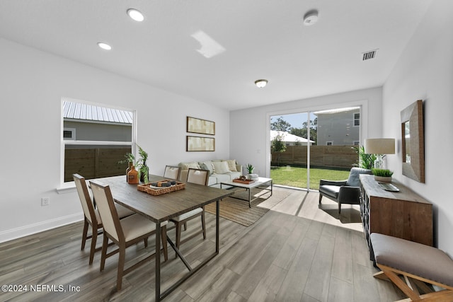 dining room with wood-type flooring