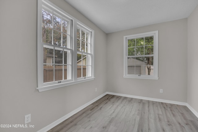 spare room featuring light wood-type flooring