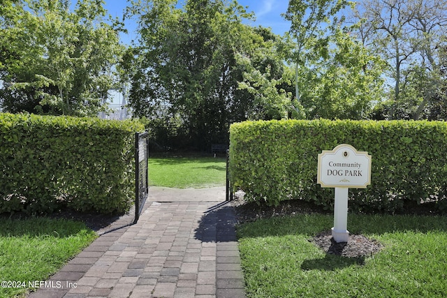 view of property's community featuring a lawn