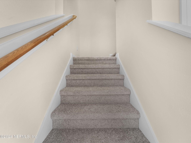 staircase with carpet