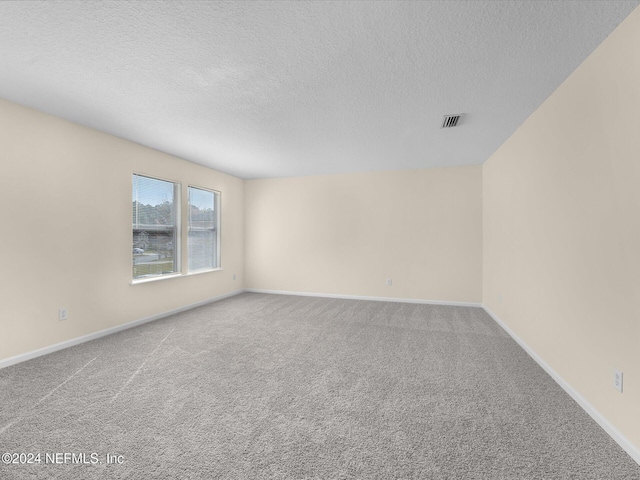 carpeted spare room featuring a textured ceiling