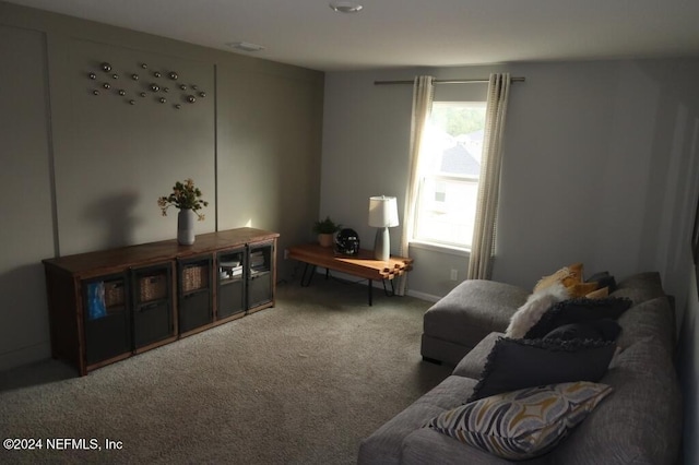 living room featuring carpet