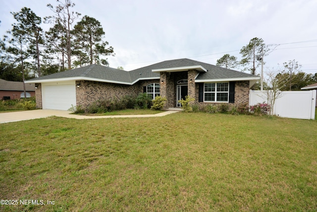 view of front of home featuring a garage and a front lawn