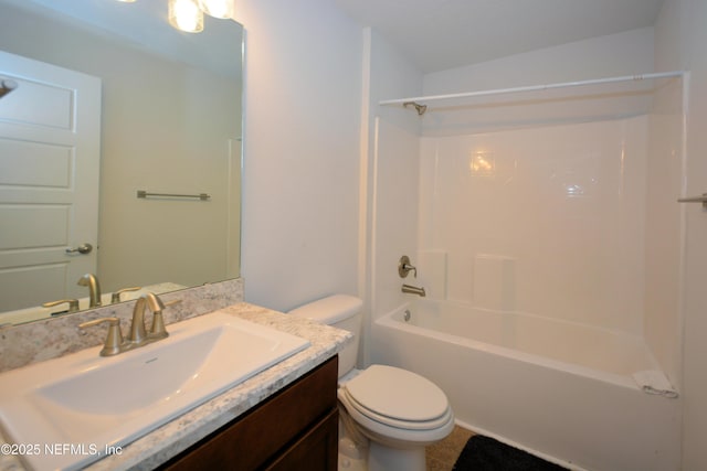 full bathroom with vanity, toilet, and shower / bathing tub combination