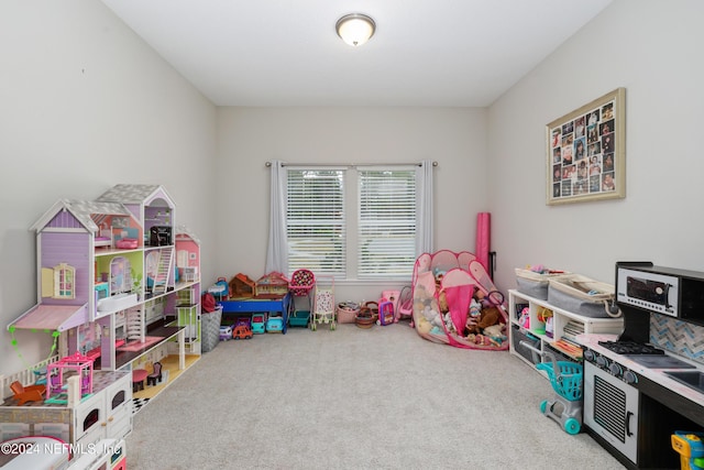 game room with carpet floors