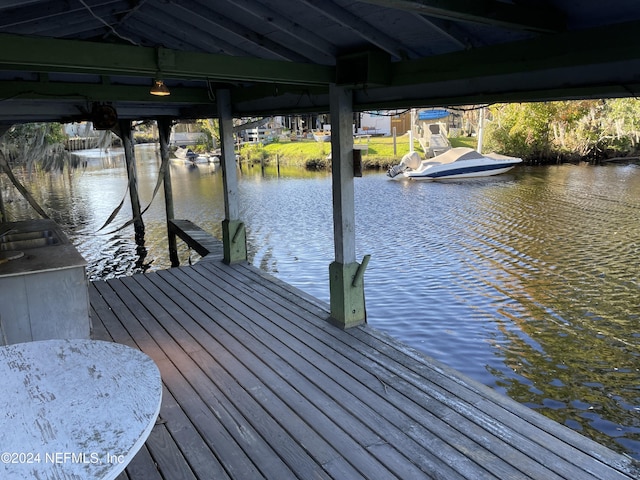 view of dock featuring a water view