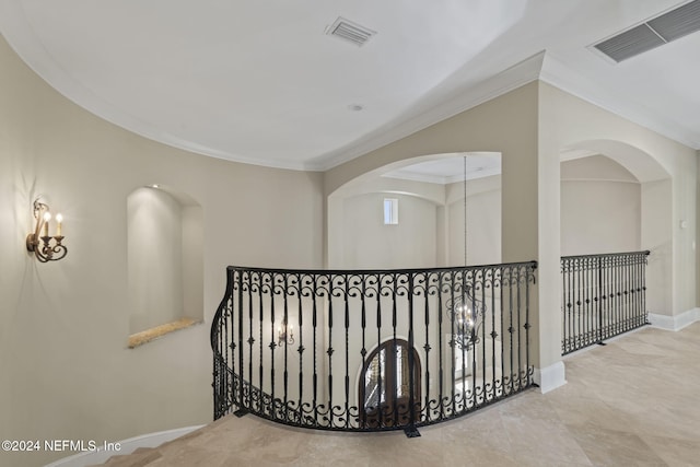 corridor with ornamental molding