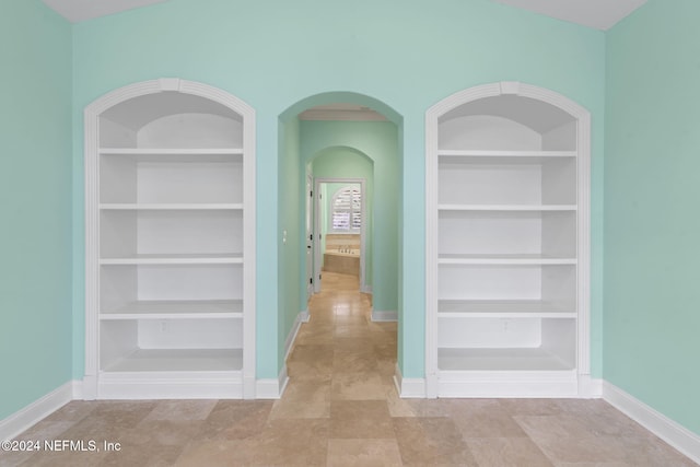 hall with built in shelves