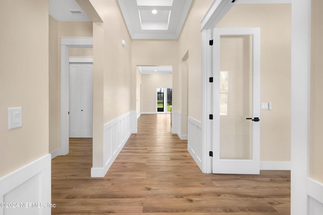 corridor featuring light wood-type flooring