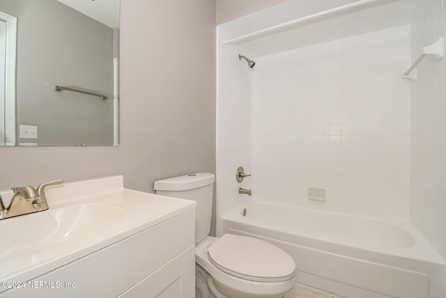 full bathroom featuring vanity, toilet, and bathing tub / shower combination