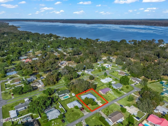 bird's eye view featuring a water view