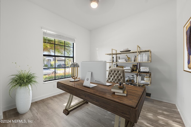 office area featuring wood-type flooring