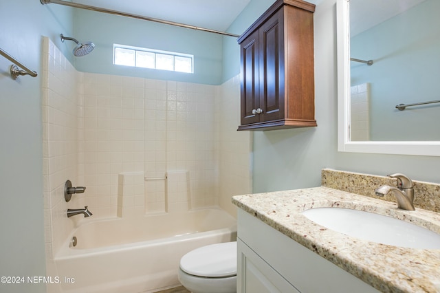 full bathroom featuring vanity, toilet, and shower / bath combination