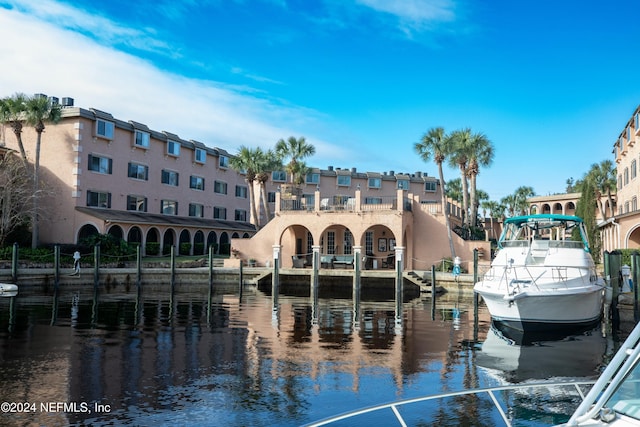 view of dock featuring a water view