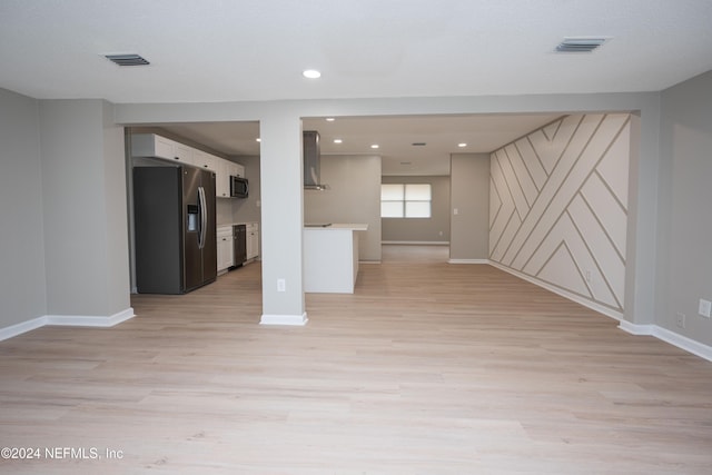 unfurnished living room with light hardwood / wood-style flooring