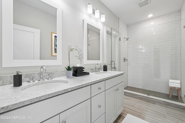 bathroom featuring vanity and walk in shower