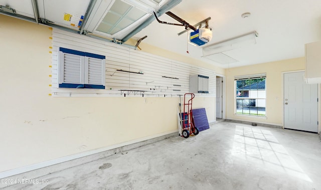 garage with a garage door opener