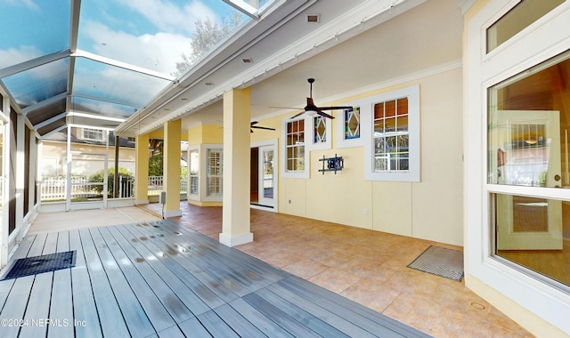 deck featuring ceiling fan