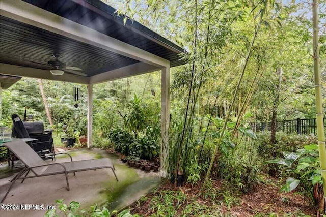 view of patio / terrace with ceiling fan