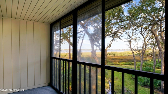 view of unfurnished sunroom